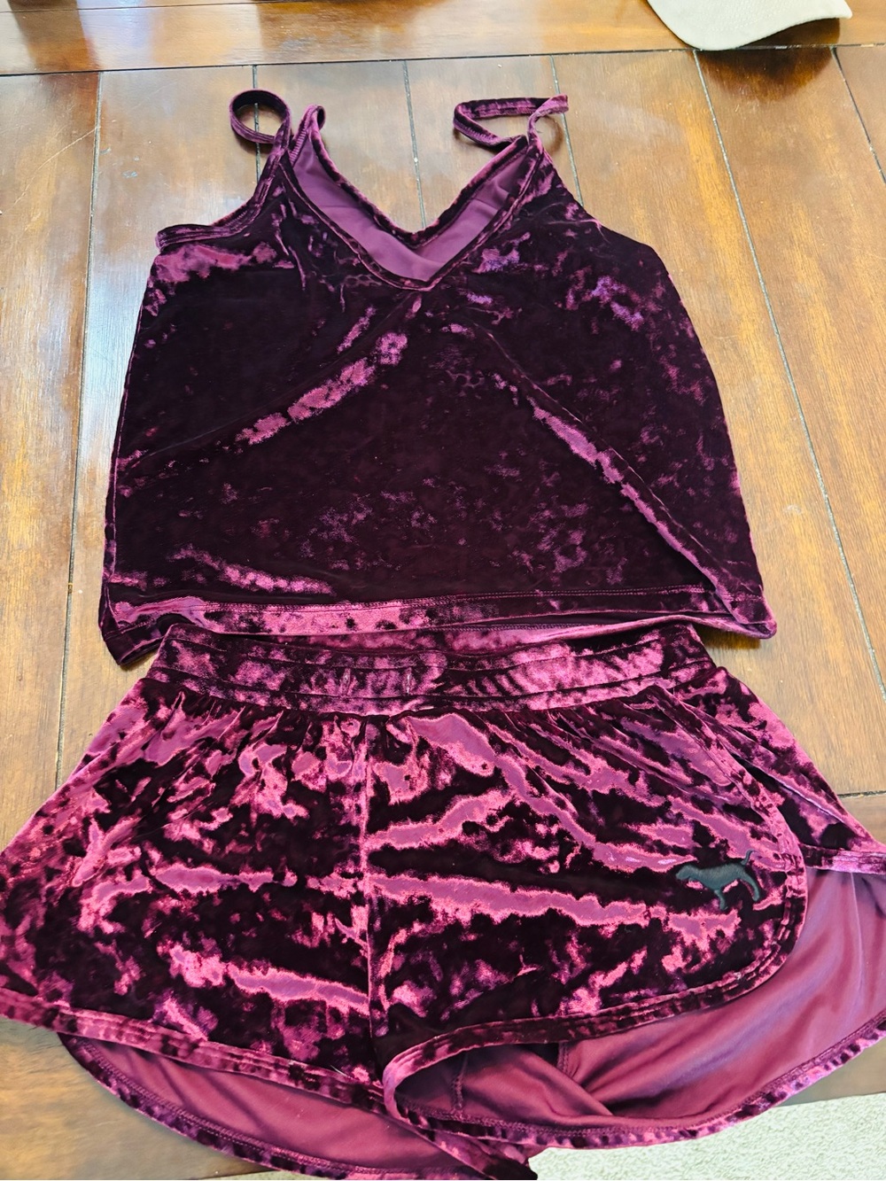 Victoria Secret Pink Velvet Two-Piece Tank & Shorts Set Pajamas